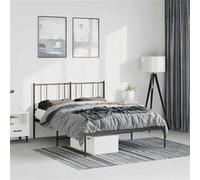 vidaXL Bedframe met hoofdbord metaal zwart 135x190 cm352479 Noir G