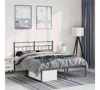 vidaXL Cadre de lit métal sans matelas avec tête de lit noir 135x190cm 355658