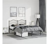 vidaXL Bedframe met hoofdbord metaal zwart 135x190 cm373788 Noir G