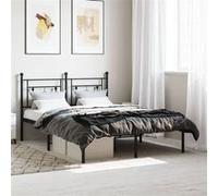 vidaXL Bedframe met hoofdbord metaal zwart 135x190 cm374338 Noir G