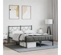 vidaXL Bedframe met hoofdbord metaal zwart 135x190 cm376225 Noir G