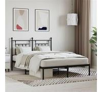 Cadre de lit métal vidaXL avec tête de lit Noir 140x190 cm, lit Double, Meuble de Chambre à Coucher, sommier en métal