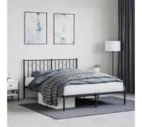 Vidaxl Cadre De Lit Métal Avec Tête De Lit Noir 140x200 Cm Noir