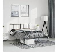 vidaXL Cadre de lit métal avec tête de lit noir 150x200 cm