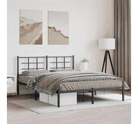 Bedframe met hoofdbord metaal zwart 150x200 cm355563