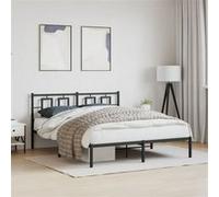 vidaXL Bedframe met hoofdbord metaal zwart 150x200 cm374243 Noir G