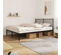 vidaXL Cadre de lit métal avec tête de lit – Noir – 160x200 cm