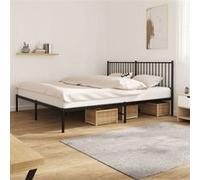 vidaXL Cadre de lit métal avec tête de lit Noir 180x200 cm, lit Double, Meuble de Chambre à Coucher, lit d'invité, lit, Cadre de lit en métal, sommier