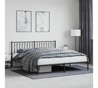 vidaXL Bedframe met hoofdbord metaal zwart 180x200 cm374441 Noir G