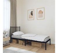 vidaXL Bedframe met hoofdbord metaal zwart 75x190 cm350854 Noir G