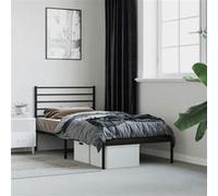 Bedframe met hoofdbord metaal zwart 75x190 cm352309