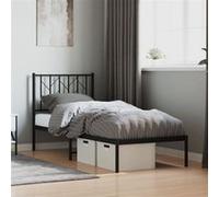 vidaXL Bedframe met hoofdbord metaal zwart 75x190 cm374427 Noir G