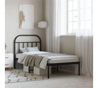 vidaXL Bedframe met hoofdbord metaal zwart 90x200 cm353628 Noir G