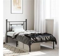 Vidaxl Cadre De Lit Métal Avec Tête De Lit Noir 90x200 Cm Noir