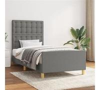 vidaXL Bedframe met hoofdbord stof donkergrijs 80x200 cm3125334 Gris G