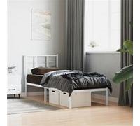 vidaXL Bedframe met hoofdbord zonder matras metaal wit 75x190 cm355600 Blanc G