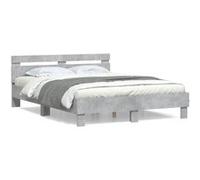 vidaXL Cadre de Lit avec Tête de Lit, Lit Double avec Sommier à Lattes, Lit Adulte de Chambre, Moderne, Gris Béton 140x190 cm Bois d'Ingénierie