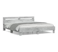vidaXL Bedframe met hoofdeinde bewerkt hout betongrijs 200x200 cm3207395 Gris G