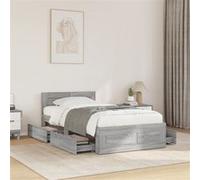 vidaXL Bedframe met hoofdeinde bewerkt hout betongrijs 90x200 cm3295586 Gris G