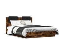 vidaXL Bedframe met hoofdeinde bewerkt hout gerookt eiken 120x190 cm3209965 Marron G