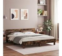 vidaXL Bedframe met hoofdeinde bewerkt hout gerookt eiken 180x200 cm3207403 Marron G