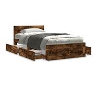 vidaXL Bedframe met hoofdeinde bewerkt hout gerookt eiken 90x200 cm3295587 Marron G