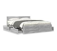 Vidaxl Cadre De Lit Avec Tête De Lit Sonoma Gris 160x200 Cm Gris