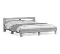 vidaXL Bedframe met hoofdeinde bewerkt hout grijs sonoma 200x200 cm3207397 Gris G