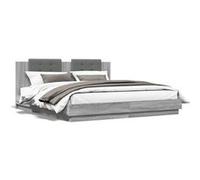vidaXL Bedframe met hoofdeinde bewerkt hout grijs sonoma 200x200 cm3209896 Gris G