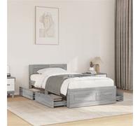 vidaXL Bedframe met hoofdeinde bewerkt hout grijs sonoma 90x200 cm3295588 Gris G