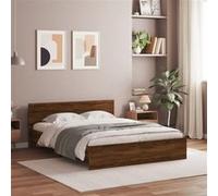 vidaXL Cadre de Lit avec Tête de Lit, Lit Double avec Sommier à Lattes, Lit Adulte, Meuble de Chambre à Coucher, Moderne, Chêne Marron 140x200 cm