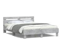 vidaXL Bedframe met hoofdeinde en LED betongrijs 140x190 cm3207563 Gris G