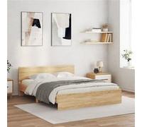 Bedframe met hoofdeinde en LED sonoma eikenkleurig 150x200 cm3207604
