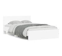 vidaXL Bedframe met hoofdeinde en LED wit 135x190 cm3207630 Blanc G