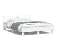 Vidaxl Cadre De Lit Avec Tête De Lit Et Led Blanc 150x200 Cm Multicolore