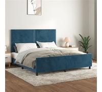 Vidaxl Cadre De Lit Avec Tête De Lit Bleu Foncé 180x200 Cm Velours Bleu