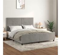 Bedframe met hoofdeinde fluweel lichtgrijs 180x200 cm3125830
