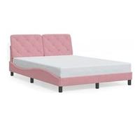 vidaXL Cadre de lit avec tête de lit Velours Rose 140x200 cm