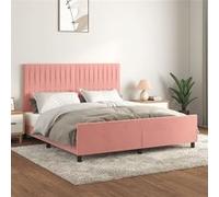 vidaXL Cadre de Lit avec Tête de Lit Sommier à Lattes Lit Rembourré Cadre à Lattes Lit Double Adulte Meuble de Chambre Rose 180x200 cm Velours