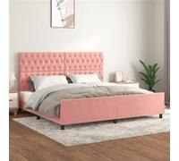 Vidaxl Cadre De Lit Avec Tête De Lit Rose 200x200 Cm Velours Rose
