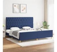 Bedframe met hoofdeinde stof blauw 200x200 cm3125330