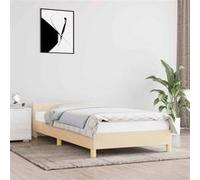 vidaXL Bedframe met hoofdeinde zonder matras 80x200 cm stof crÃme347372 Blanc G