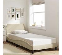Vidaxl Cadre De Lit Avec Tête De Lit Crème 90x190 Cm Tissu