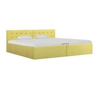 Vidaxl Cadre De Lit À Stockage Hydraulique Jaune Lime Tissu 180x200 Cm Jaune