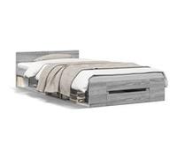 Vidaxl Cadre De Lit Et Tiroir Sonoma Gris 90x190 Cm Bois D'ingénierie Multicolore