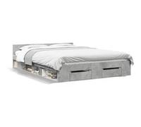 Bedframe met lades bewerkt hout betongrijs 140x190 cm3280765