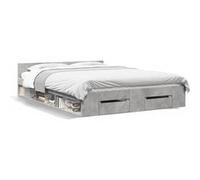 vidaXL Cadre de lit avec tiroirs sans matelas gris béton 140x200 cm