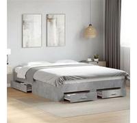 Vidaxl Cadre De Lit Avec Tiroirs Sans Matelas Gris Béton 150x200 Cm Marron