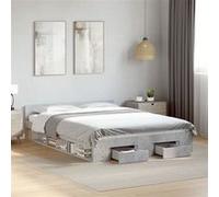 vidaXL Bedframe met lades bewerkt hout betongrijs 160x200 cm3280737 Gris G