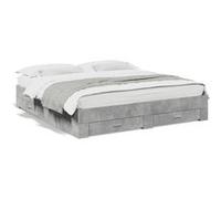 Bedframe met lades bewerkt hout betongrijs 180x200 cm3280366